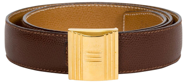 Hermès Brown & Gold Lock Reversible Belt - Vintage Lux display picture 1