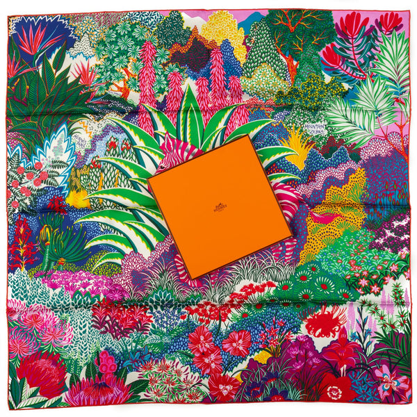 Hermès カラフルシルクスカーフ Hermès Mountain Zebra Multicolor Scarf - Vintage Lux