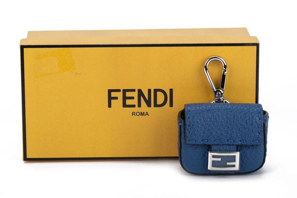 Fendi Micro Baguette Air Pods Case Blue - Vintage Lux
