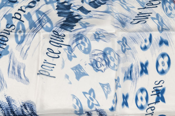 LOUIS VUITTON シルク Louis Vuitton monogram Shine White with gold shawl weaved