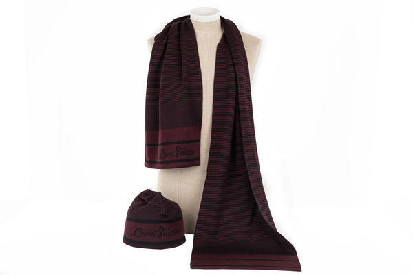 LOUIS VUITTON ウール100% スカーフ＆キャップ セット Louis Vuitton New Wool Hat Scarf Set - Vintage Lux