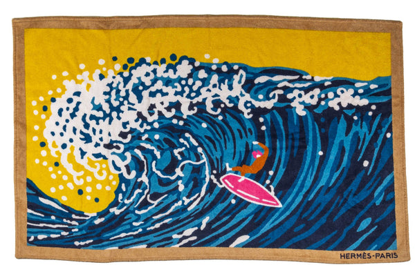 タオル HERMES Terry Beach Towels Hermès BNIB Surf & Wave Beach Towel - Vintage Lux