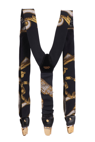 ヴィンテージ 訳アリ HERMES スパッツ レギンス 36  フランス製 Hermès Vintage Black Silk Suspenders - Vintage Lux