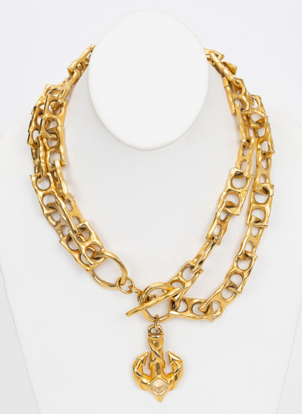 Karl LagerfeldヴィンテージネックレスH26 Karl Lagerfeld 80s Double Chain Necklace - Vintage Lux
