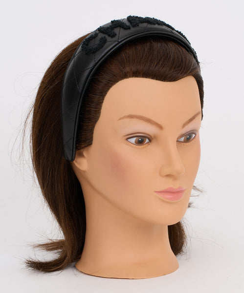 Authentic Cygne Noir  leather quilted headband Chanel Headband Black | Dress Raleigh Luxury Consignment main image 4