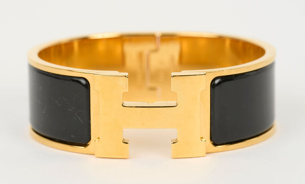 Hermès Wide Clic Clac H Black Bracelet - Vintage Lux