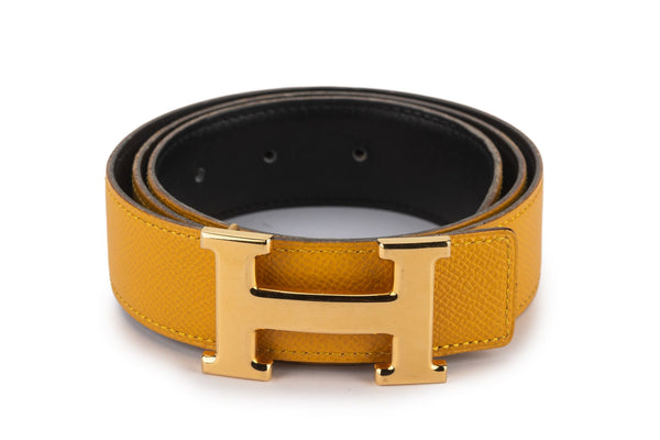 Hermes Vintage Belt Leather H-ro Hermes Vintage H Guillochee belt buckle & Reversible leather  main image 2
