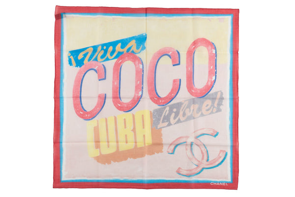 Coco Chanel スカーフ　ハンカチ　Cuba グラフィックハンカチ Chanel New Coco Cuba Cotton Scarf - Vintage Lux