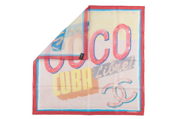 Coco Chanel スカーフ　ハンカチ　Cuba グラフィックハンカチ Chanel New Coco Cuba Cotton Scarf - Vintage Lux