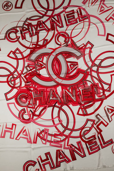 Chanel New Red Graffiti Silk Shawl - Vintage Lux