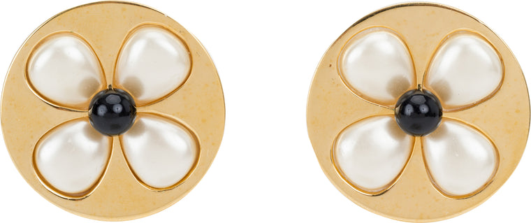 Chanel Oversize Pearl Clover Earrings