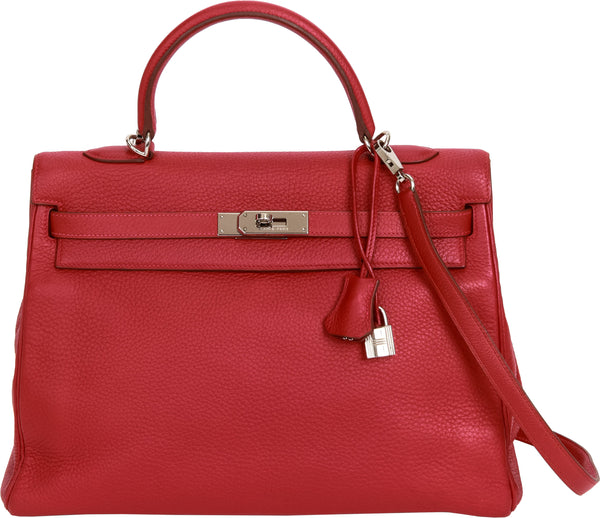 Preowned Hermes Kelly 35 In Turqoise Retourne With  Strap
