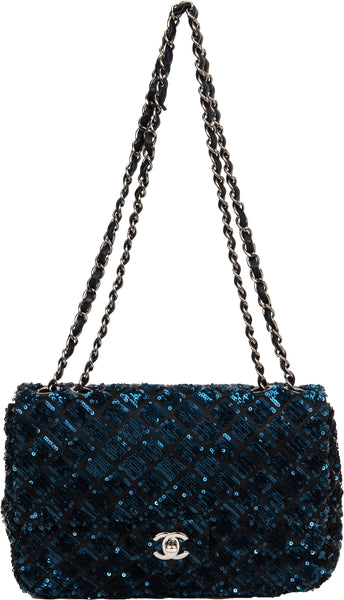 Chanel blue sequin bag hot sale