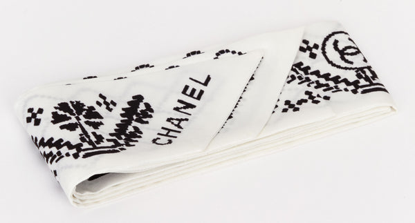 大人気 Twilly Silk White/Black New Chanel - Lux Vintage ラッピング・包装