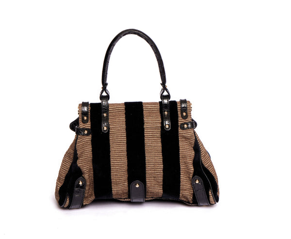 FENDI フェンディ ズッカ ジャガード×レザー マイクロ ミニ