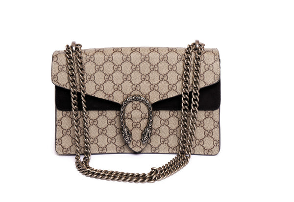 Gucci Dionysus printed brown canvas bag Vintage Lux