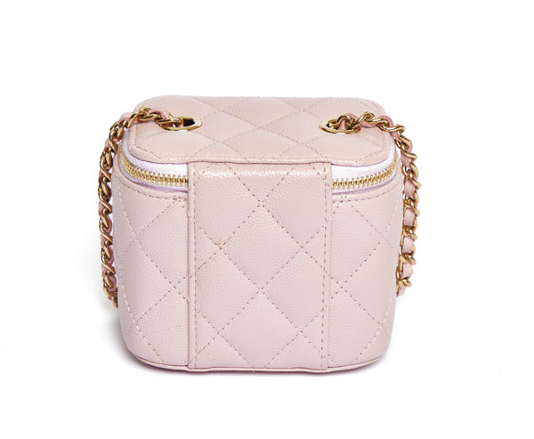 White Quilted Mini Vanity Case, White Quilted Bag