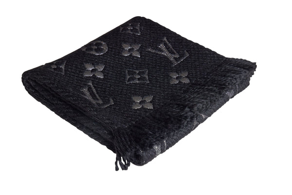 louis vuitton silk scarf black