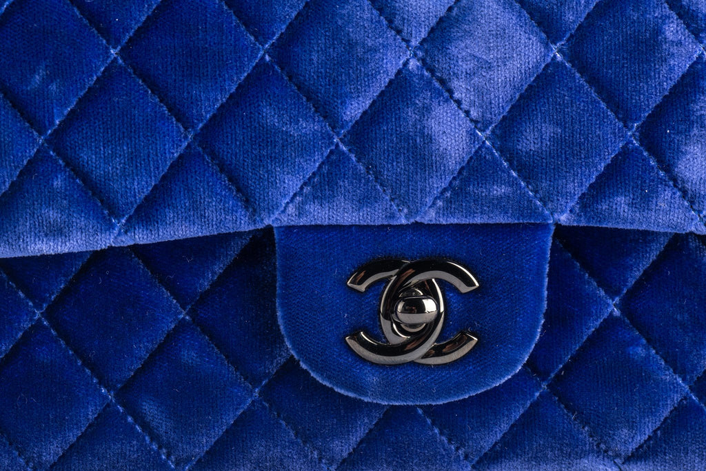 Chanel Mint Blue Velvet Double Flap Bag