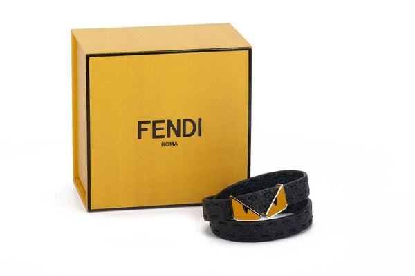 Fendi Monster Eyes Belt Black Yellow Vintage Lux