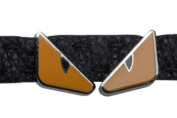 Fendi Monster Eyes Belt Black Yellow Vintage Lux