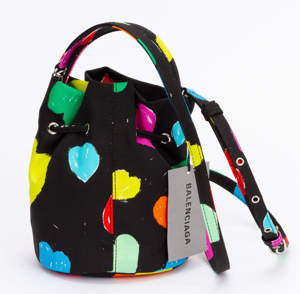 Balenciaga New Black Hearts Bucket Bag Vintage Lux