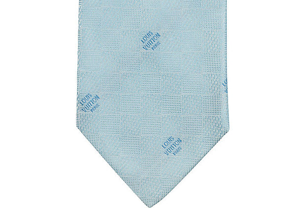 Louis Vuitton Blue Logo Embossed Tie - Vintage Lux