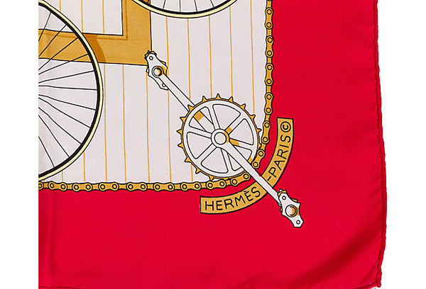 HERMES LES BÉCANES スカーフ 赤　自転車　ヴィンテージ HERMES LES BÉCANES スカーフ 赤 自転車 ヴィンテージ - メルカリ