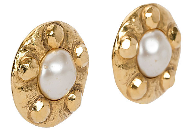 Chanel Hammered Pearl Earrings