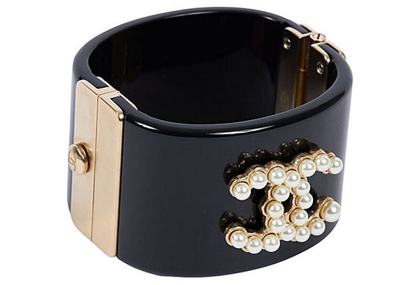 Chanel black cuff bracelet discount