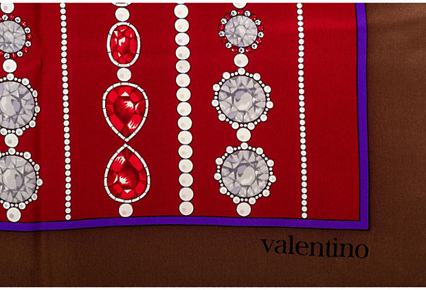 Valentino Vintage Silk Jewel Scarf