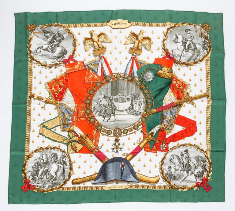 Hermès Green Napoleon Silk Scarf