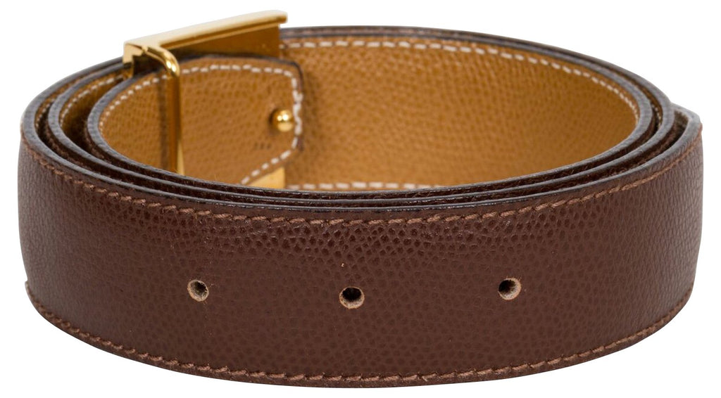 Hermès Brown & Gold Lock Reversible Belt