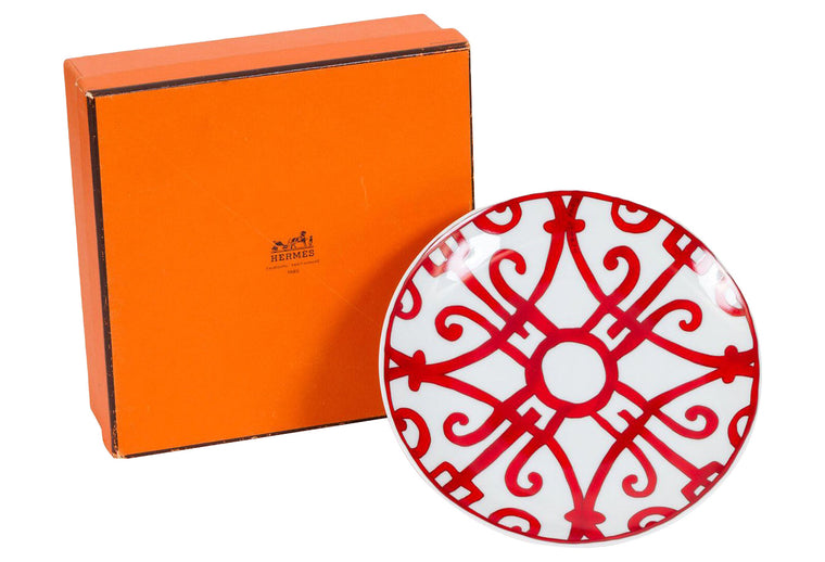 Hermes Red & White Porcelaine Plate