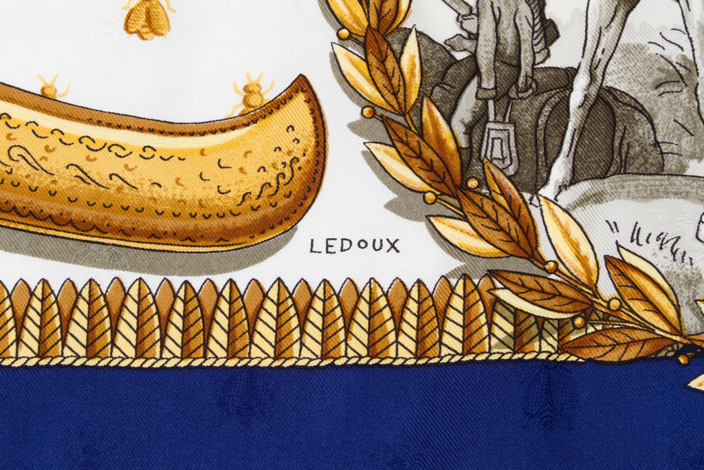 Hermès Collectible Napoleon Navy Scarf