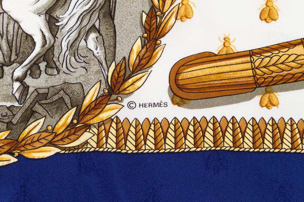 Hermès Collectible Napoleon Navy Scarf