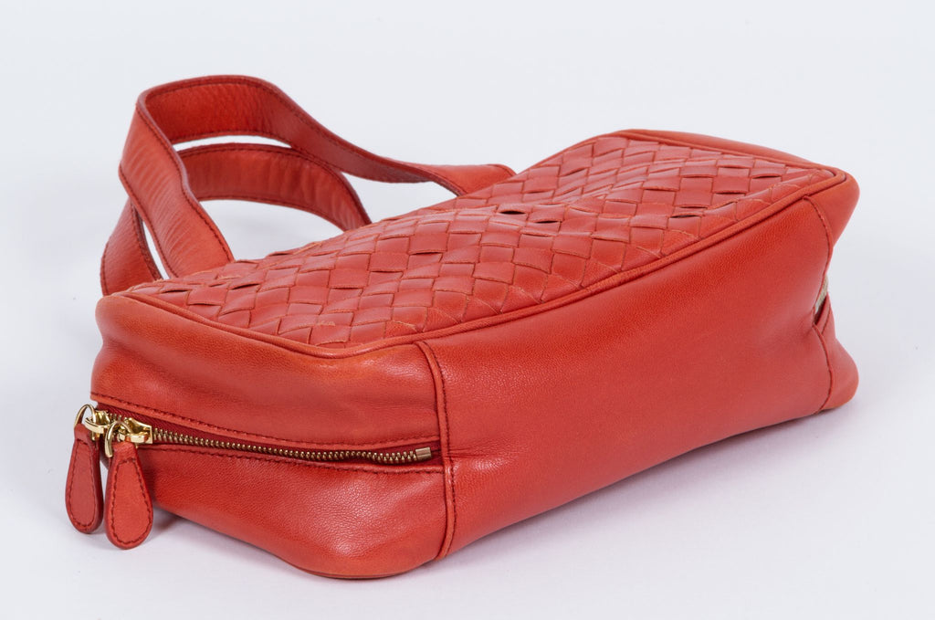 Bottega Rust Woven Zipped Handbag