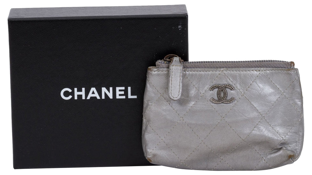 Chanel Silver Metallic Small Pochette