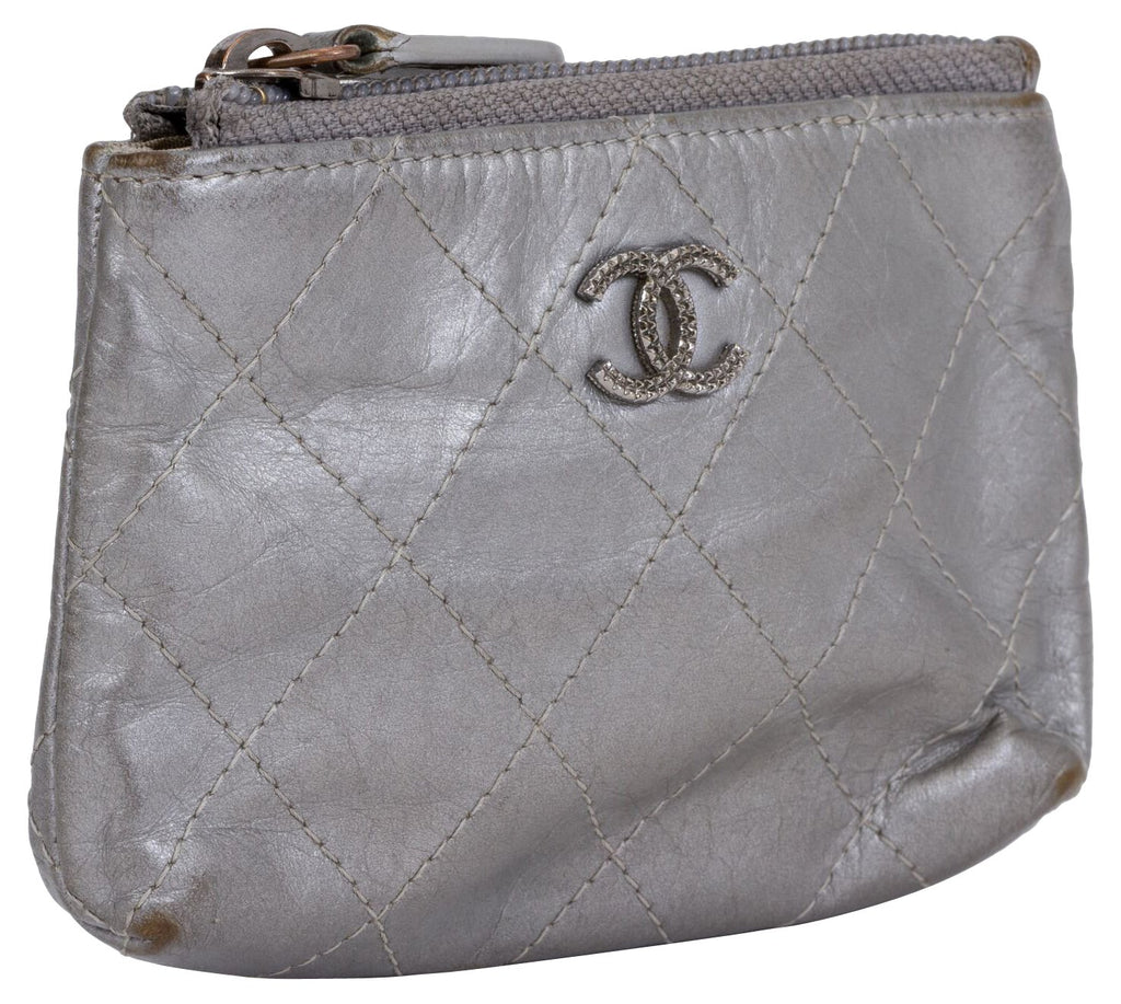 Chanel Silver Metallic Small Pochette