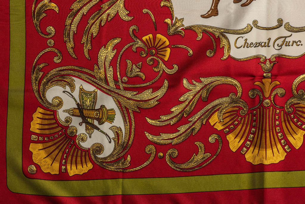 Hermès Red Silk Cheval Turc Scarf