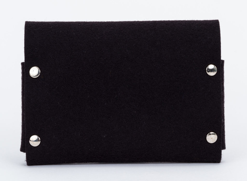 Hermès Black Felt Perforated Pouch