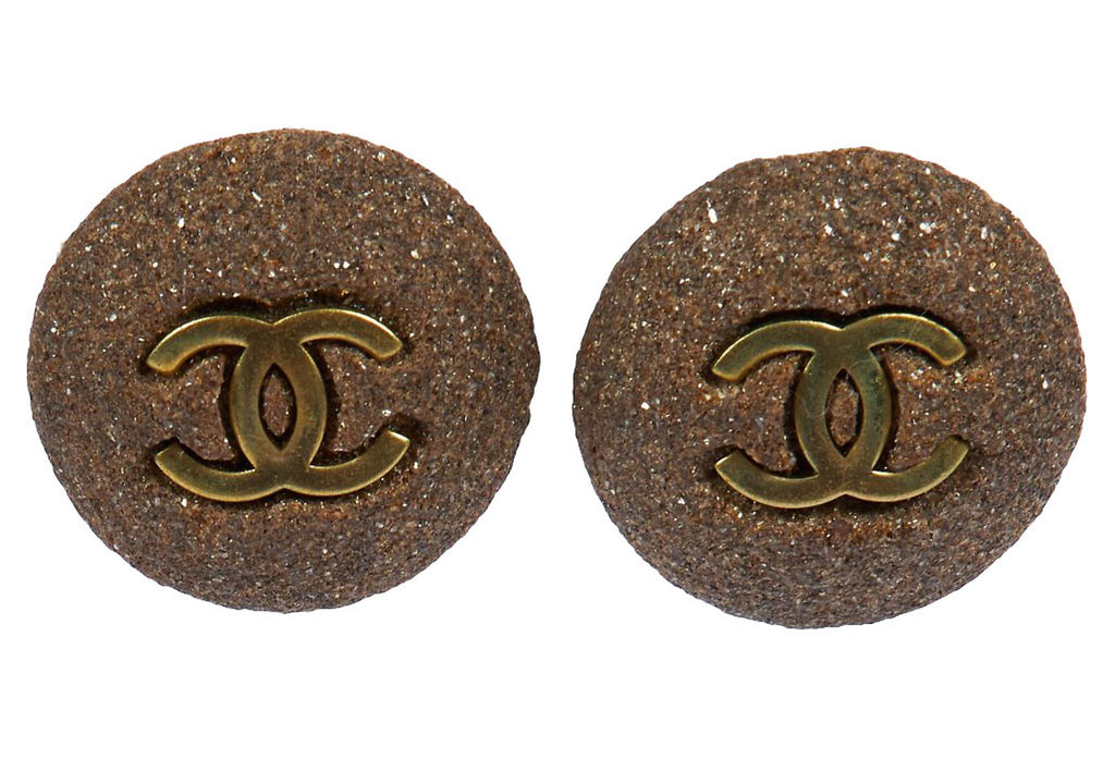 Chanel Gray Stone Clip Earrings