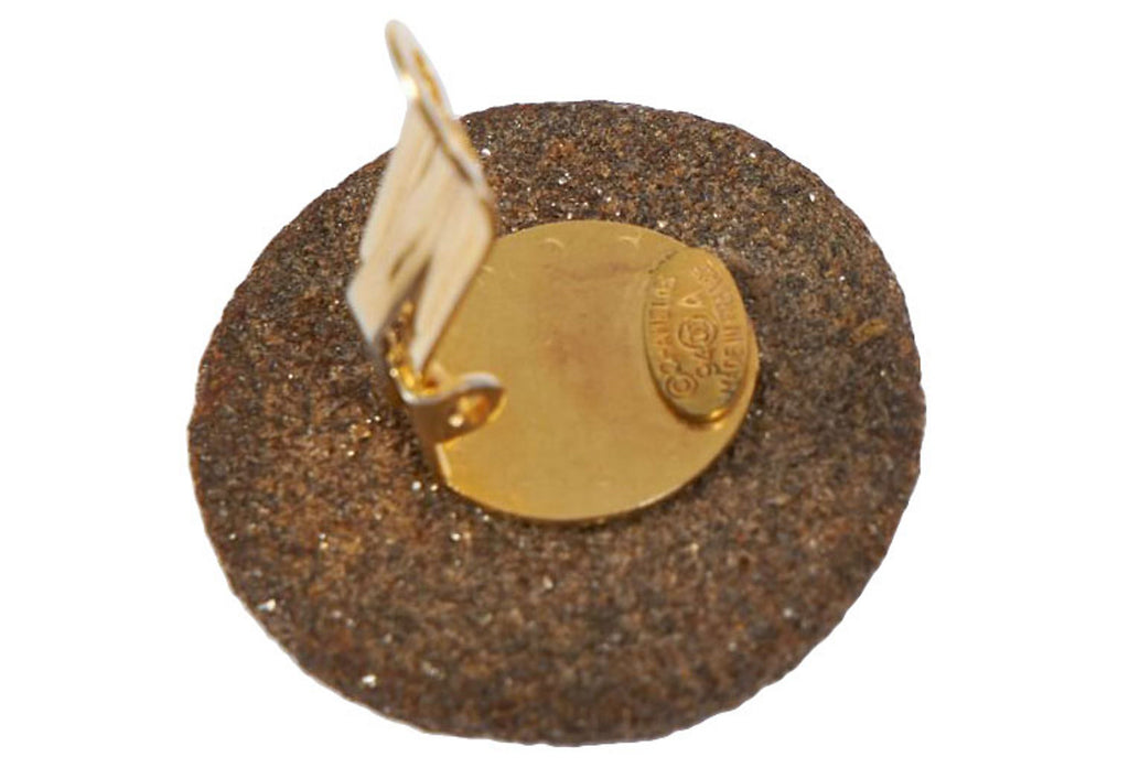 Chanel Gray Stone Clip Earrings