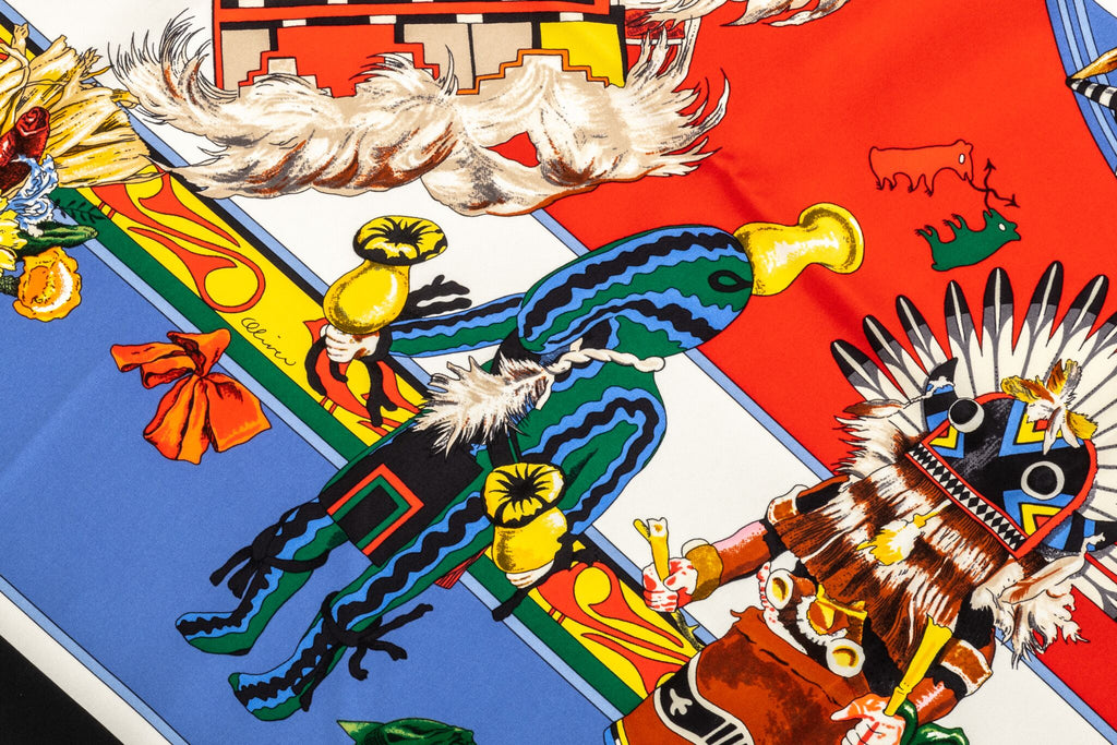 Hermès Blue Pointe Kachinas Scarf