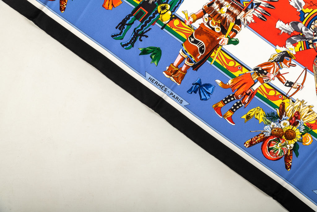 Hermès Blue Pointe Kachinas Scarf