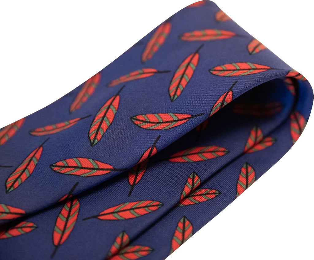 Hermès Navy Silk Feathers Tie