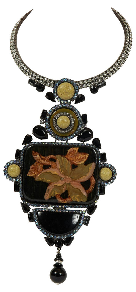 Vrba Art Deco Inlay Flower necklace