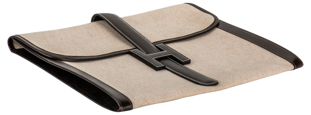 Hermès Jige Brown Toile Clutch