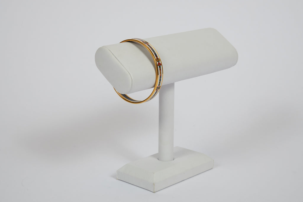 Hermès White & Green Enamel Bangle