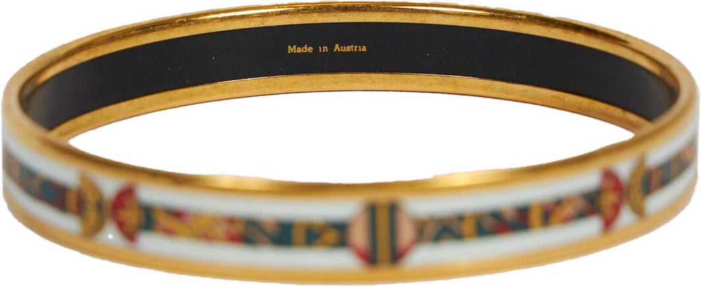 Hermès White & Green Enamel Bangle